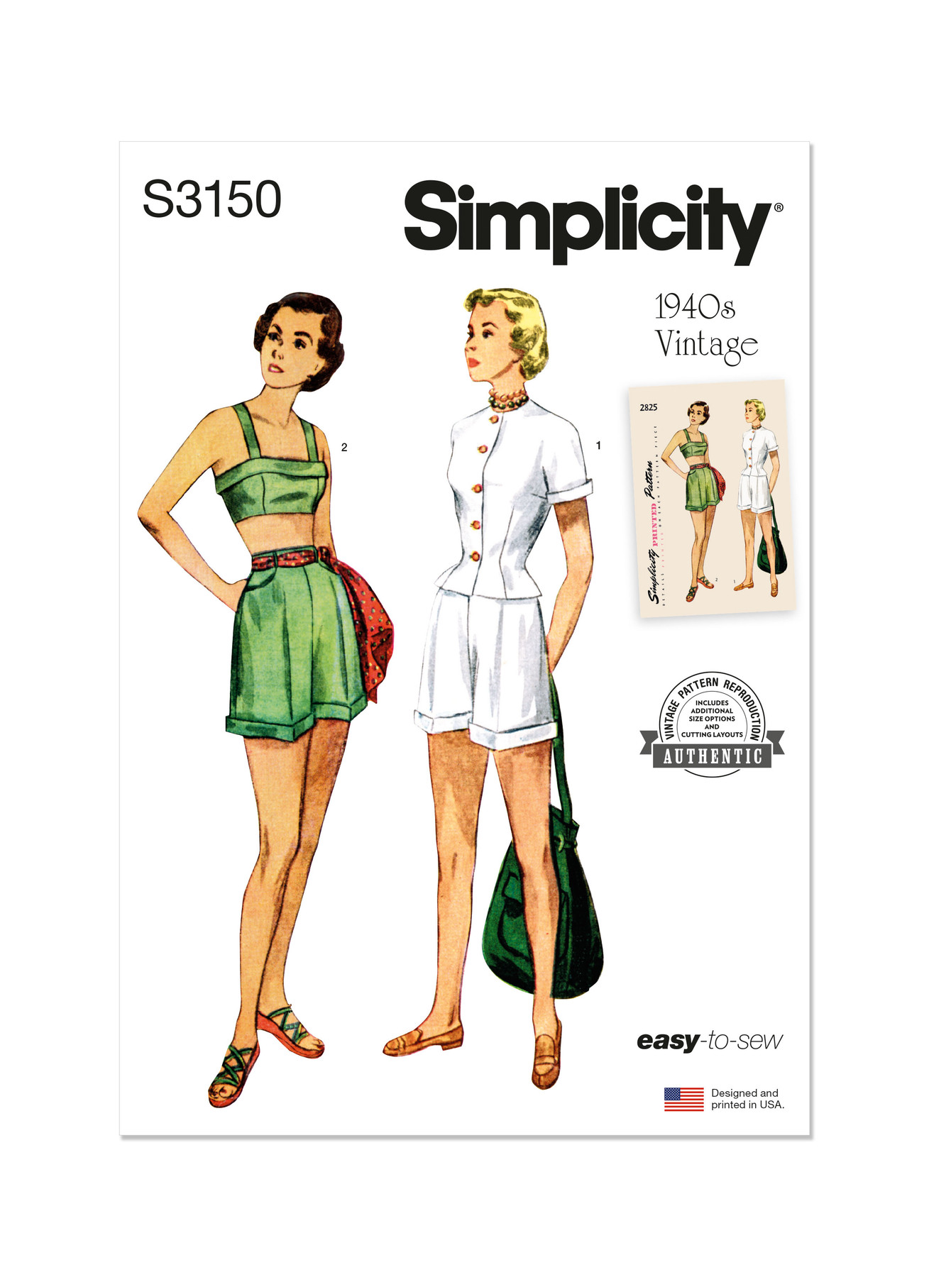 Simplicity Sewing Pattern 1940s Misses' Jacket, Bra and Shorts (PDF) 1 Simplicity Sewing Pattern 1940s Misses' Jacket, Bra and Shorts (PDF)
