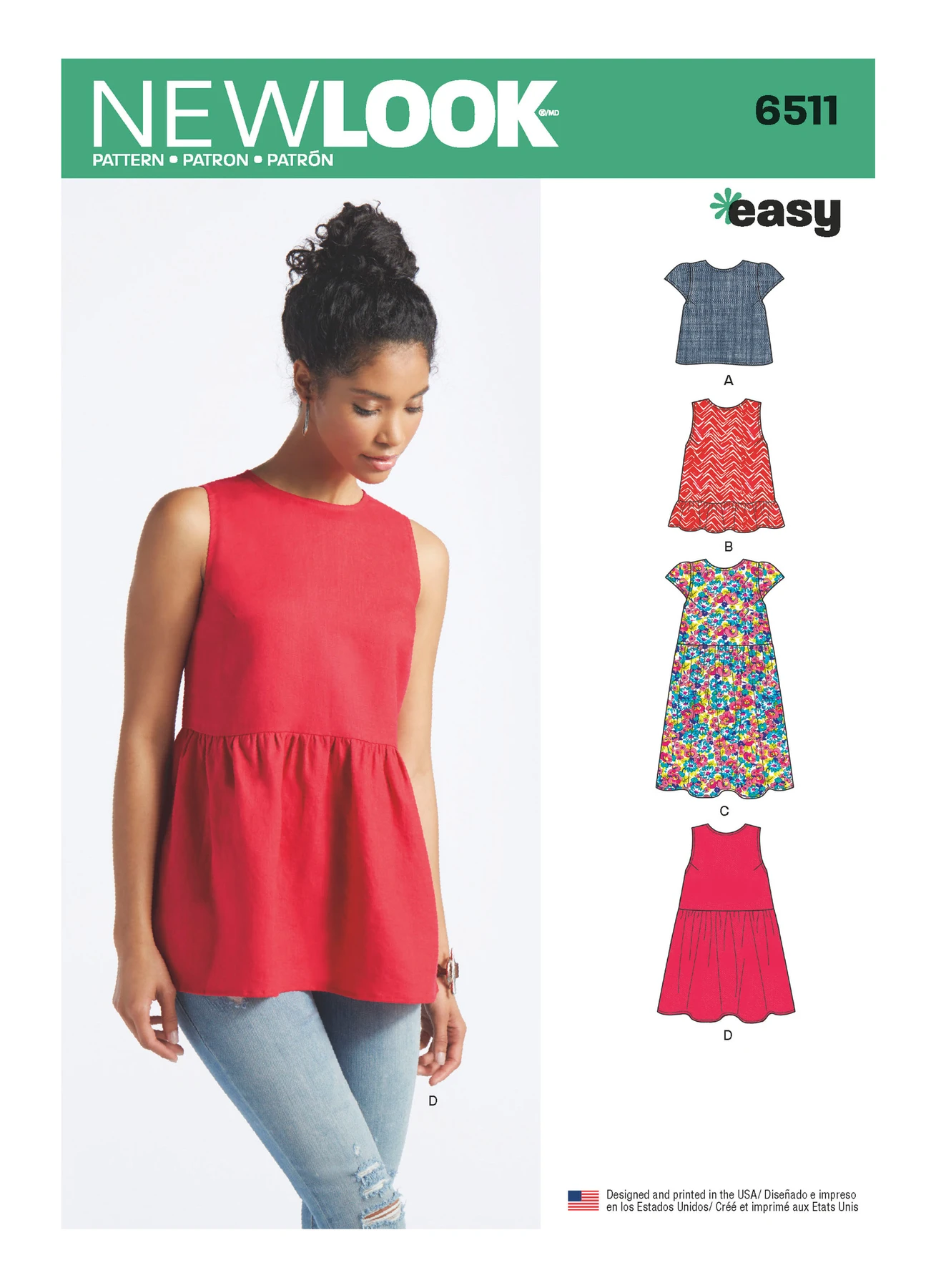New Look Sewing Pattern Misses' Tops with Length and Sleeve Variations 1 New Look Sewing Pattern Misses' Tops with Length and Sleeve Variations