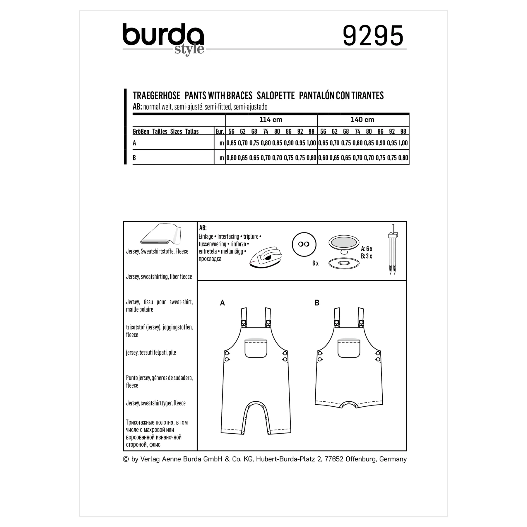 Burda Style Sewing Pattern Babies' Bibbed Trousers or Pants Äö?Ñ?¨ Overalls with Straps 4 Burda Style Sewing Pattern Babies' Bibbed Trousers or Pants Äö?Ñ?¨ Overalls with Straps