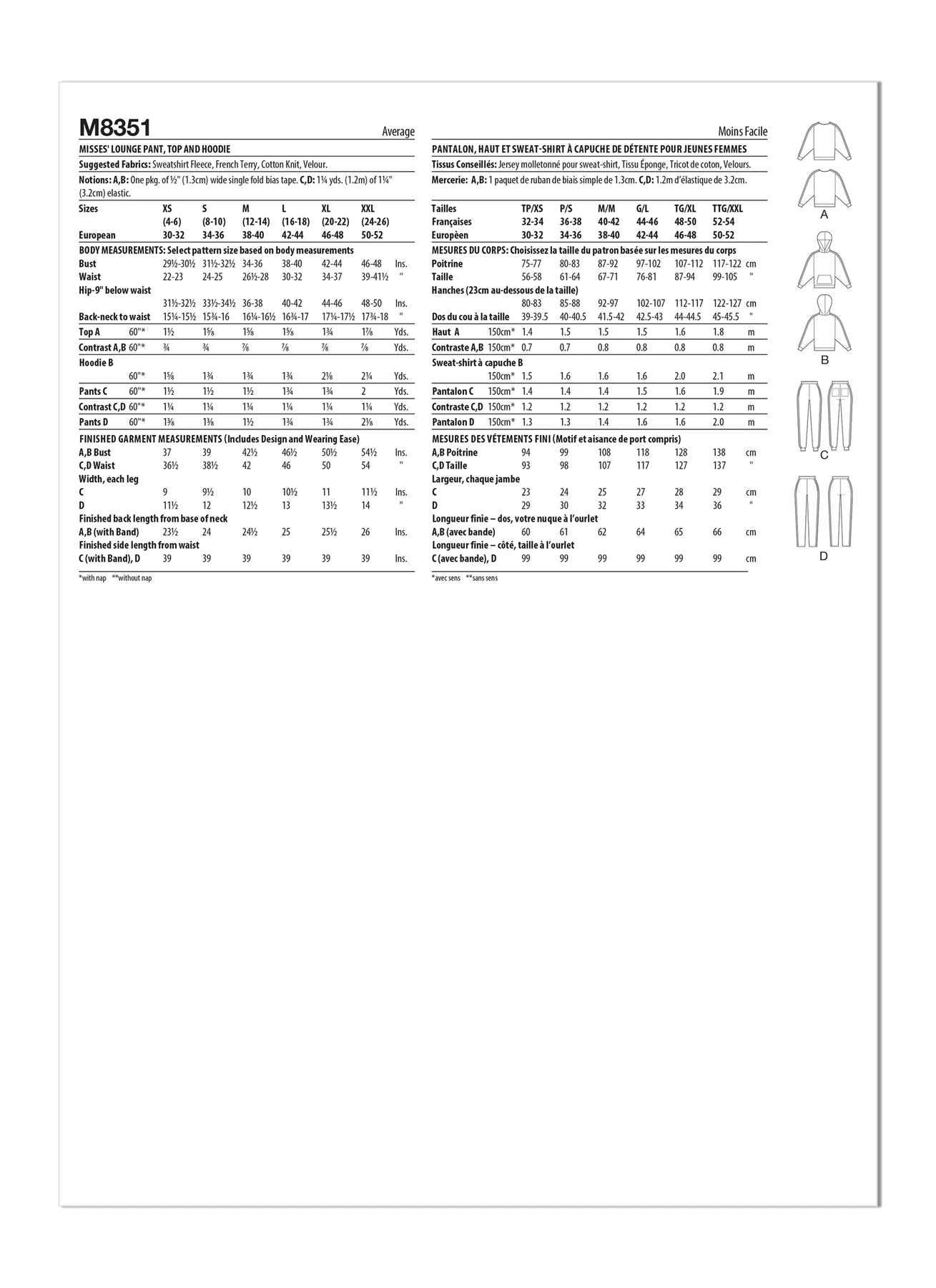 McCall's Sewing Pattern Misses' Lounge Pants, Top and Hoodie 6 McCall's Sewing Pattern Misses' Lounge Pants, Top and Hoodie