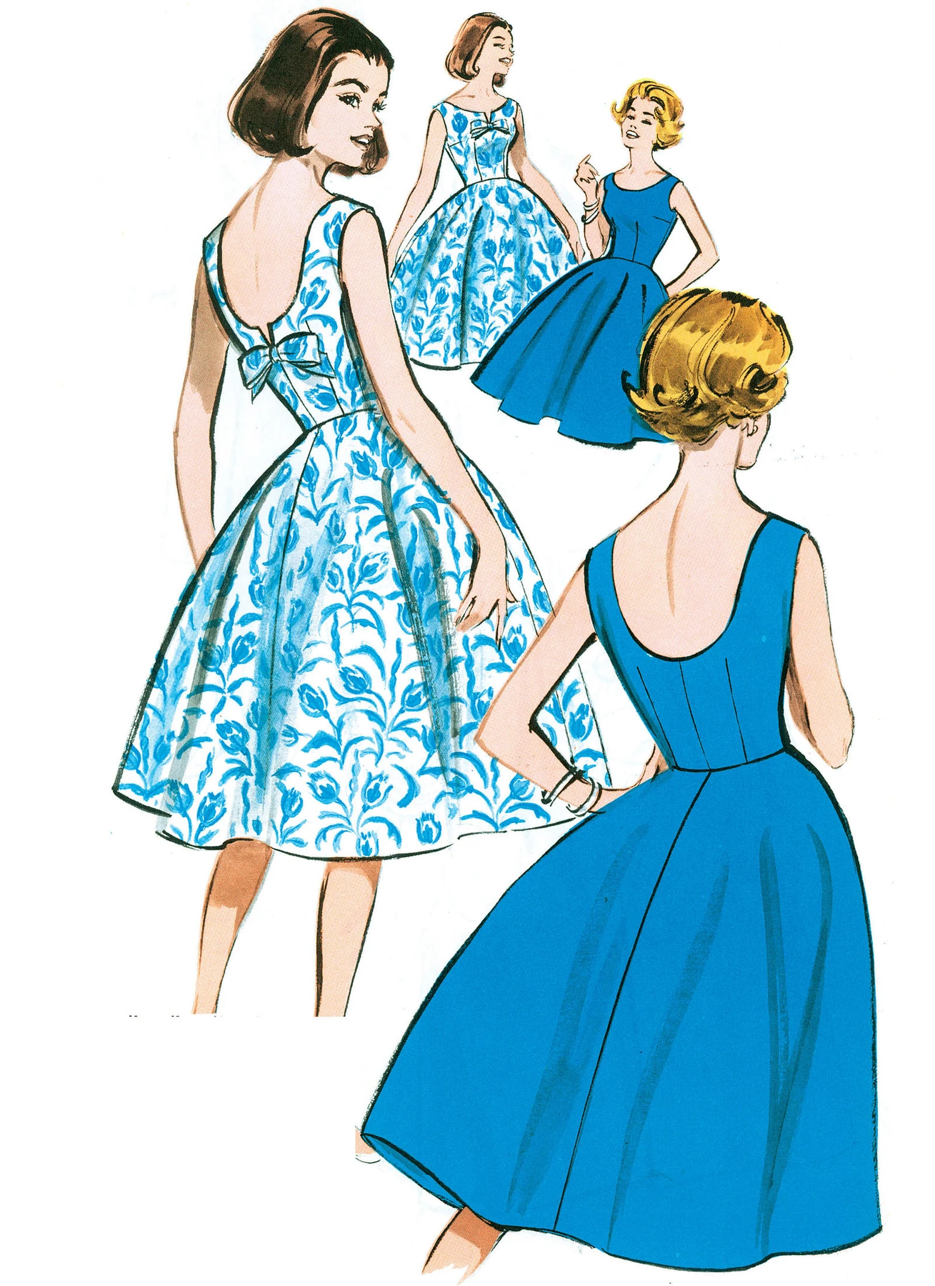 Butterick Sewing Pattern 1960s Misses'/Misses' Petite Flared Dresses 3 Butterick Sewing Pattern 1960s Misses'/Misses' Petite Flared Dresses