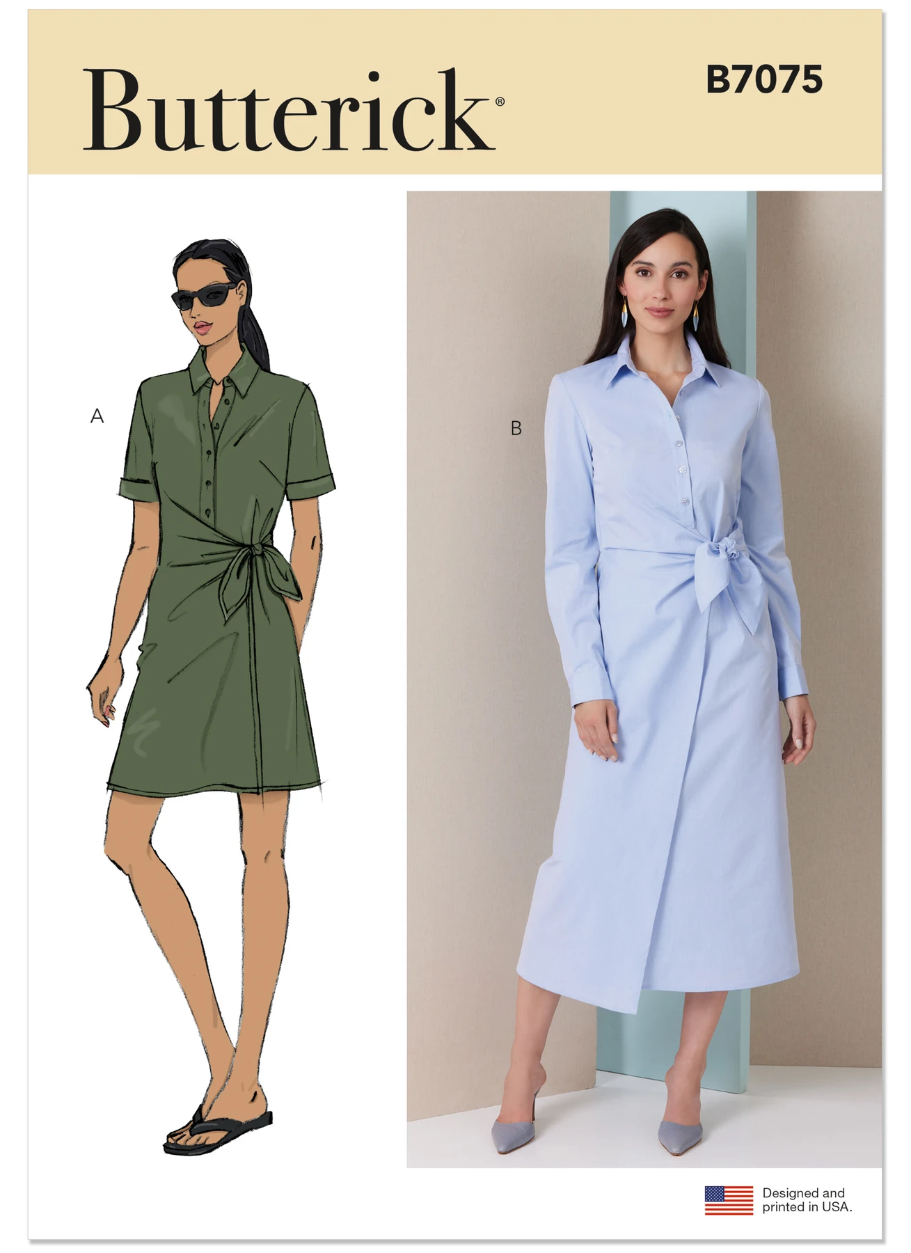 Butterick Sewing Pattern Misses' Wrap Front Shirtdress in Two Lengths 1 Butterick Sewing Pattern Misses' Wrap Front Shirtdress in Two Lengths