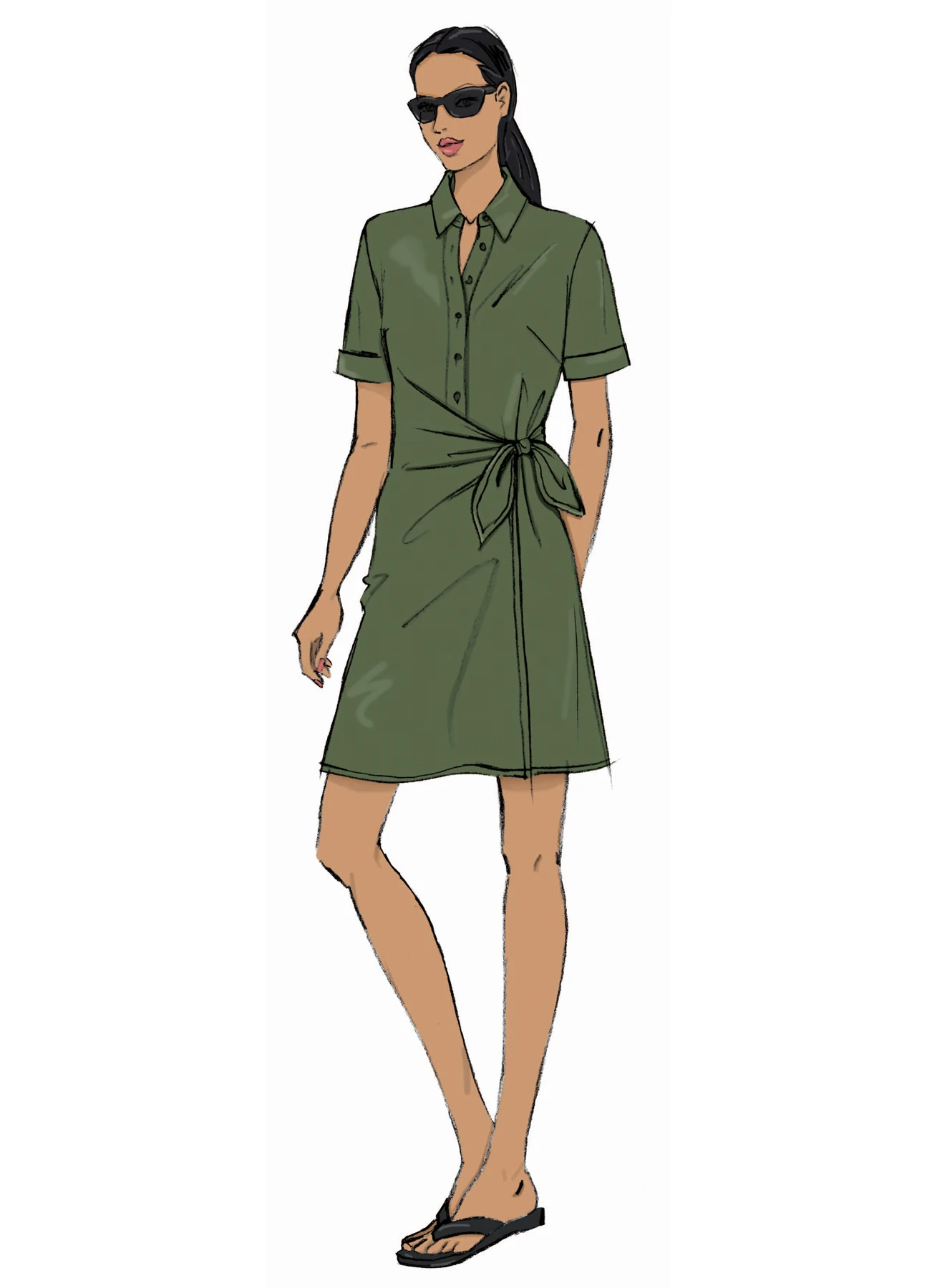 Butterick Sewing Pattern Misses' Wrap Front Shirtdress in Two Lengths 3 Butterick Sewing Pattern Misses' Wrap Front Shirtdress in Two Lengths