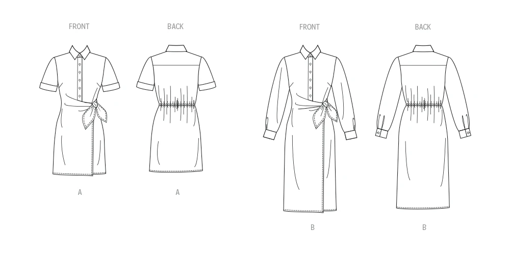Butterick Sewing Pattern Misses' Wrap Front Shirtdress in Two Lengths 6 Butterick Sewing Pattern Misses' Wrap Front Shirtdress in Two Lengths