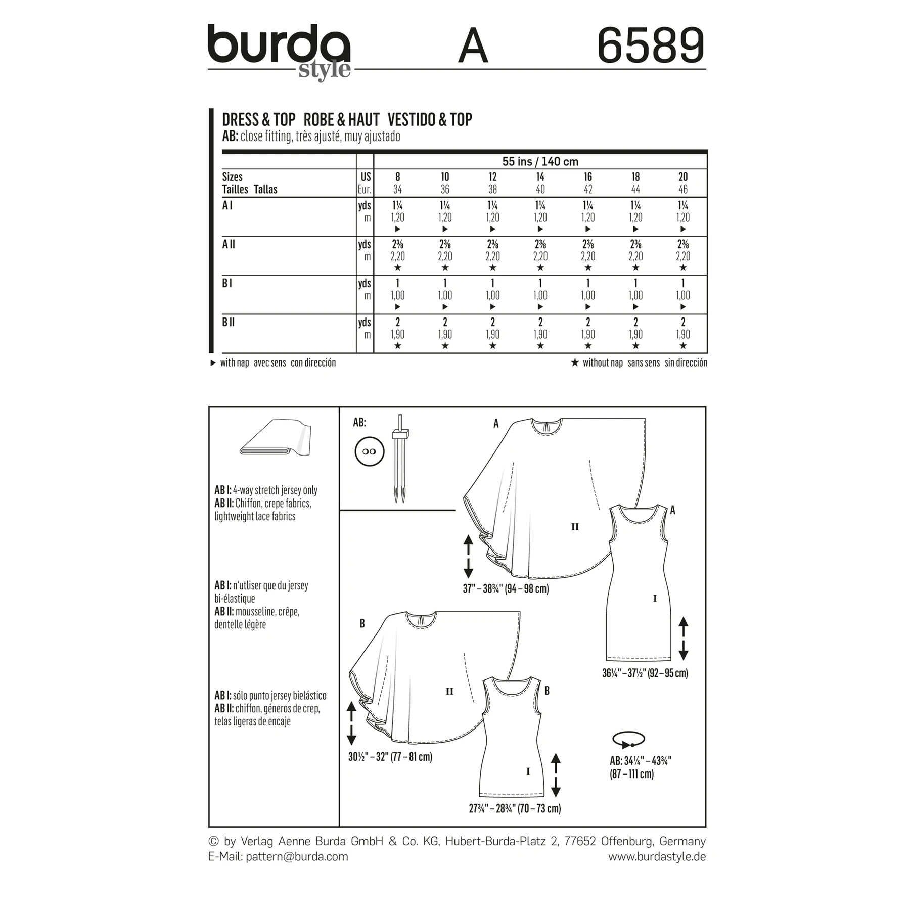 Burda Style Sewing Pattern Dress and Top 2 Burda Style Sewing Pattern Dress and Top