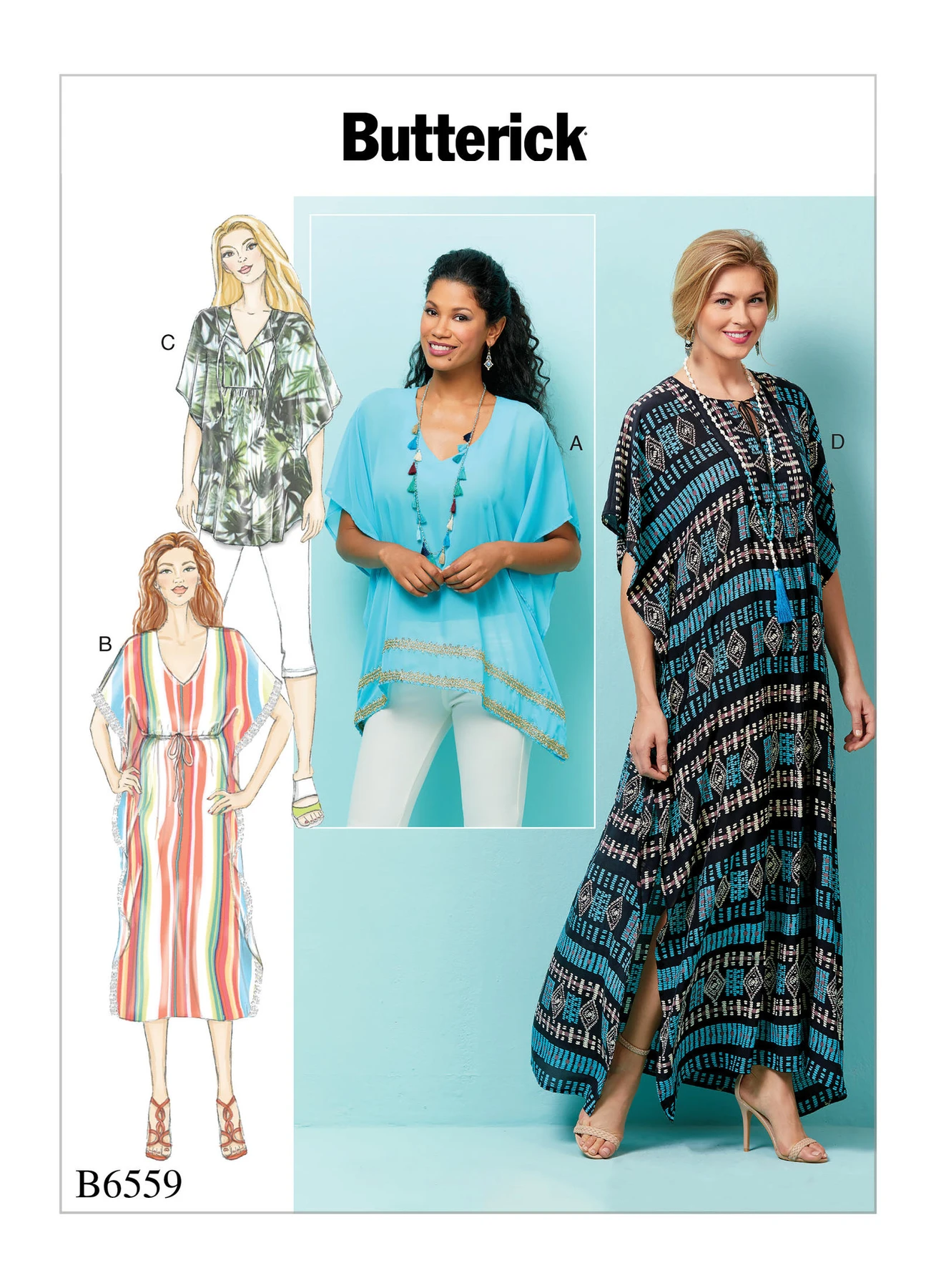 Butterick Sewing Pattern Misses' Top, Tunic And Caftan (PDF) 1 Butterick Sewing Pattern Misses' Top, Tunic And Caftan (PDF)