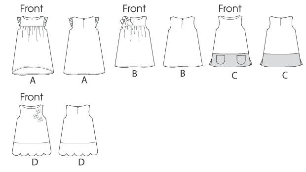 Butterick Sewing Pattern Toddlers'/Children's Tent Dresses 8 Butterick Sewing Pattern Toddlers'/Children's Tent Dresses