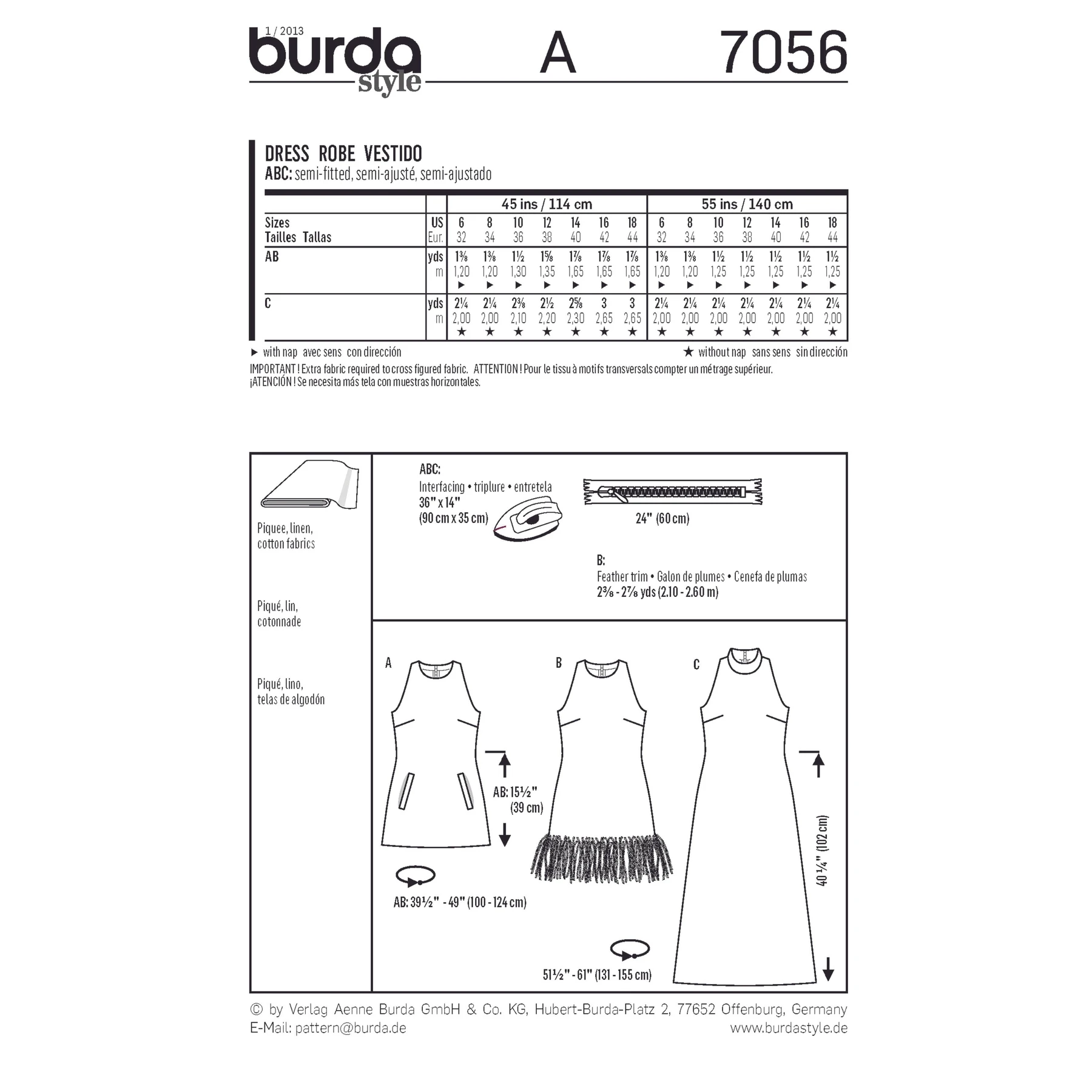 Burda Style Sewing Pattern Dress