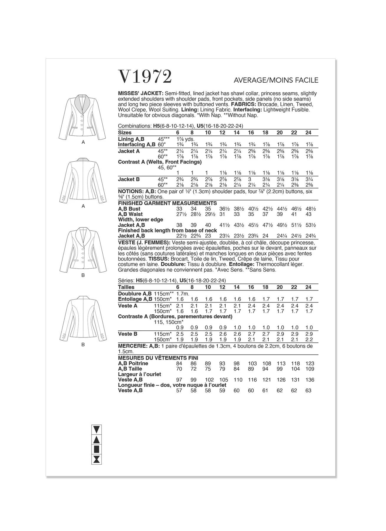 Vogue Patterns Misses' Jacket 8 Vogue Patterns Misses' Jacket