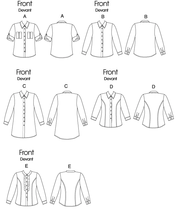 Butterick Sewing Pattern Misses' Button-Down Collared Shirts (PDF) 8 Butterick Sewing Pattern Misses' Button-Down Collared Shirts (PDF)
