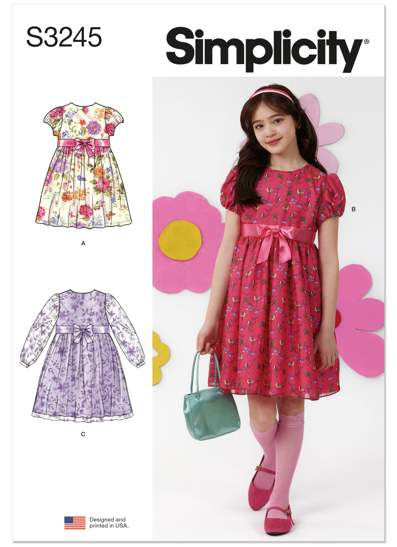 Simplicity Sewing Pattern Girls' Dress with Sleeve Variations 1 Simplicity Sewing Pattern Girls' Dress with Sleeve Variations