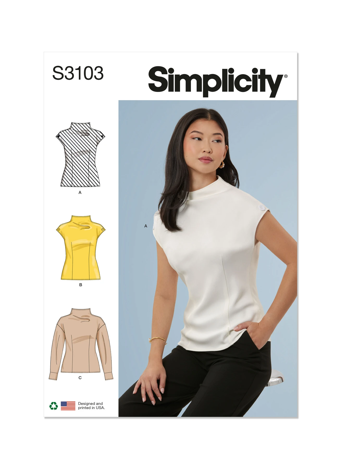 Simplicity Sewing Pattern Misses' Top with Sleeve Variations (PDF) 1 Simplicity Sewing Pattern Misses' Top with Sleeve Variations (PDF)
