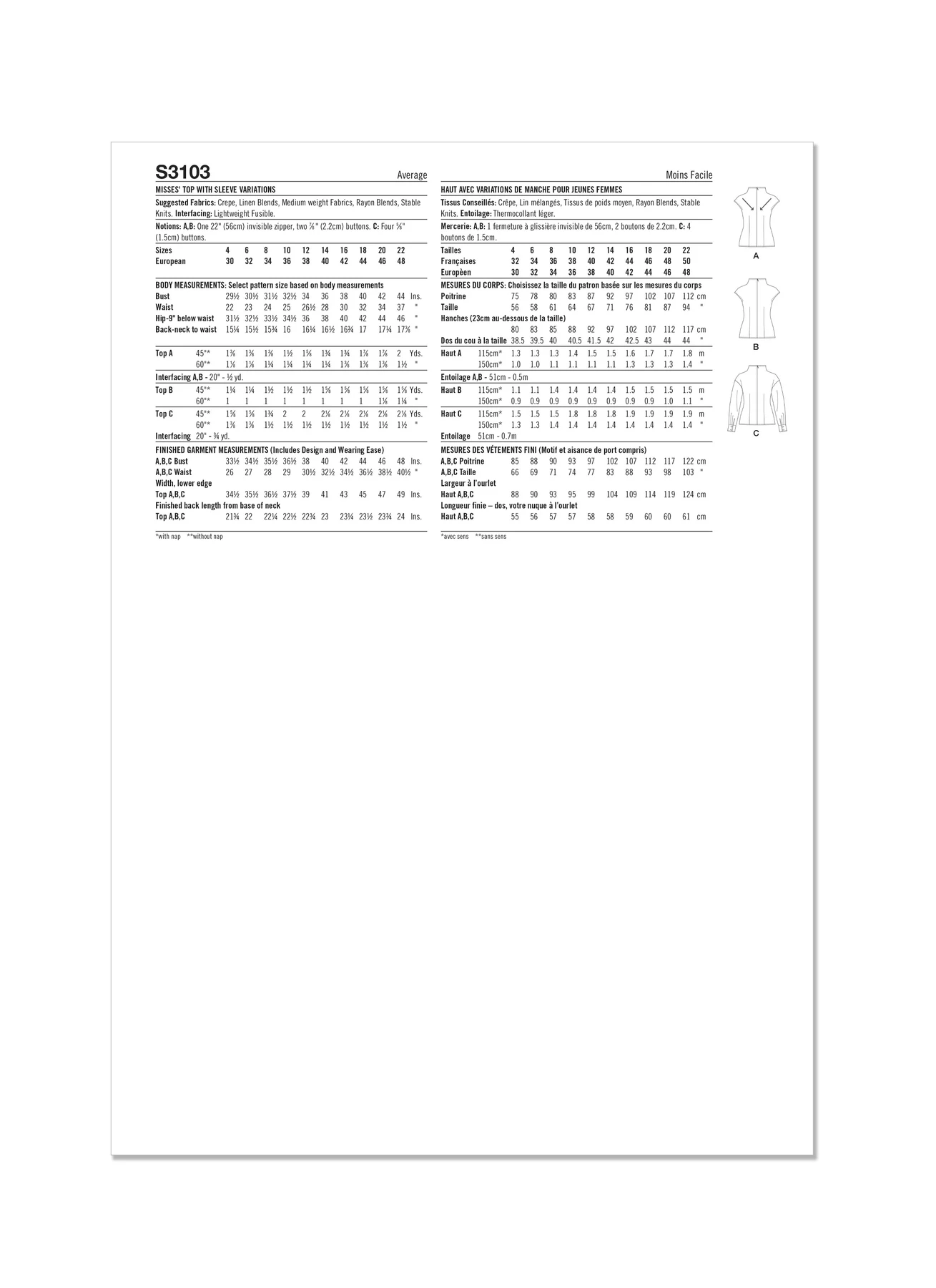 Simplicity Sewing Pattern Misses' Top with Sleeve Variations (PDF) 8 Simplicity Sewing Pattern Misses' Top with Sleeve Variations (PDF)