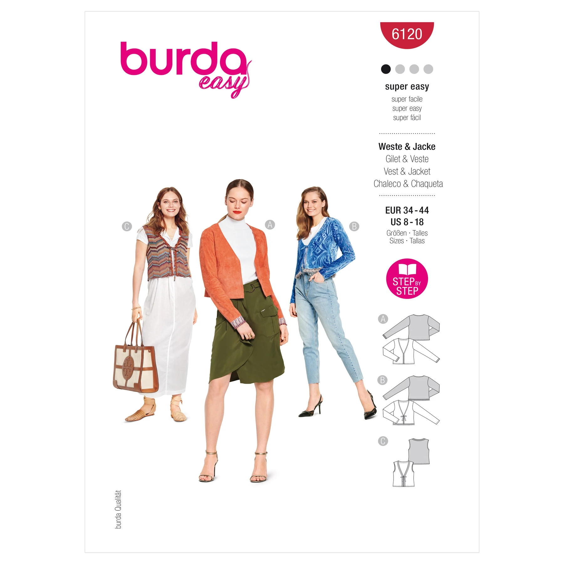 Burda Style Sewing Pattern Misses' Jacket & Vest 19 Burda Style Sewing Pattern Misses' Jacket & Vest
