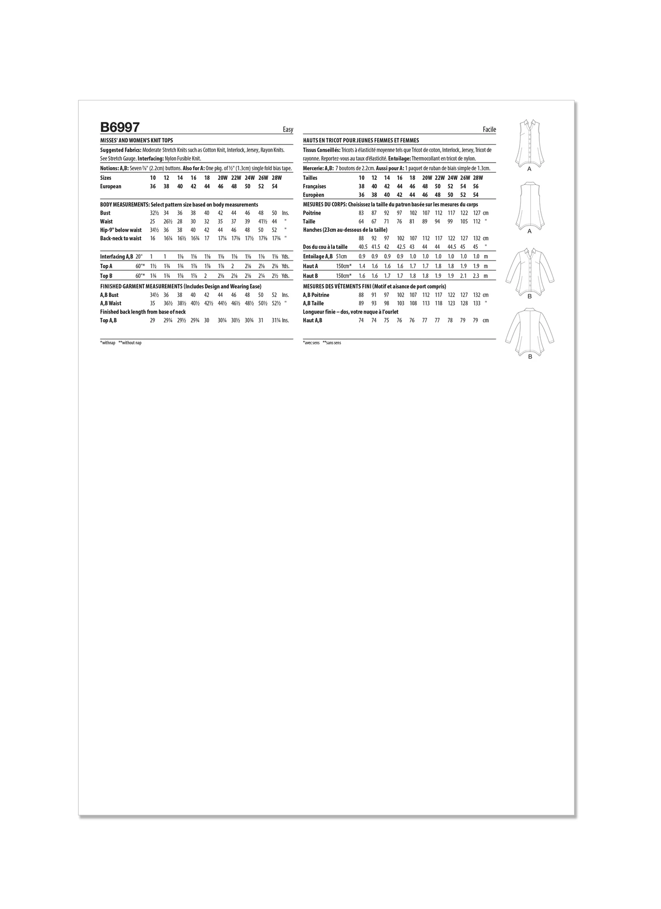 Butterick Sewing Pattern Misses' and Women's Knit Tops (PDF) 8 Butterick Sewing Pattern Misses' and Women's Knit Tops (PDF)