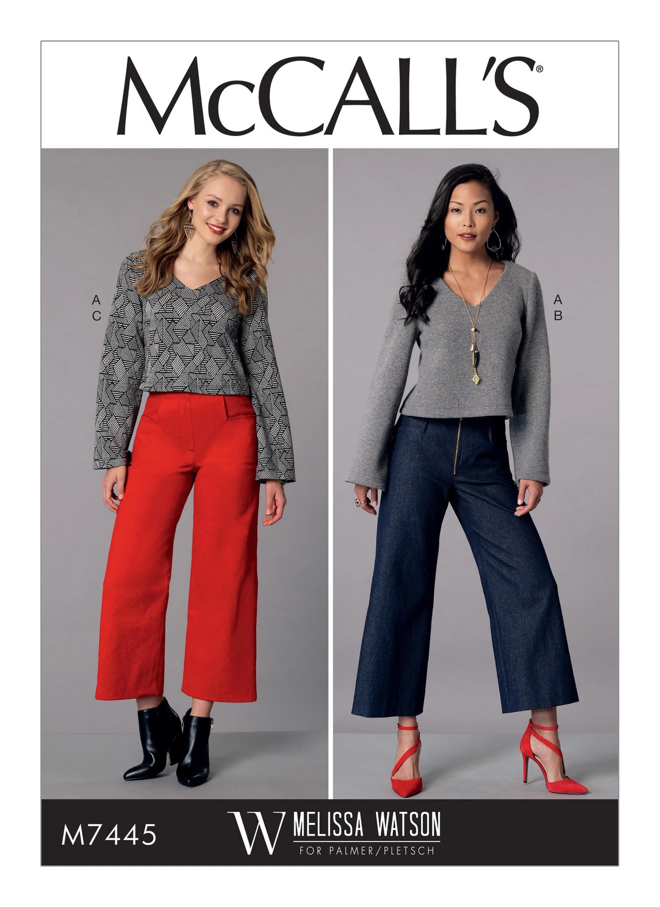McCall's Sewing Pattern Misses' V-Neck Top and Cropped, Wide-Leg Pant (PDF) 1 McCall's Sewing Pattern Misses' V-Neck Top and Cropped, Wide-Leg Pant (PDF)