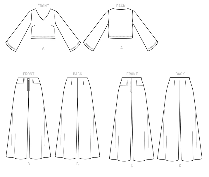 McCall's Sewing Pattern Misses' V-Neck Top and Cropped, Wide-Leg Pant (PDF) 6 McCall's Sewing Pattern Misses' V-Neck Top and Cropped, Wide-Leg Pant (PDF)