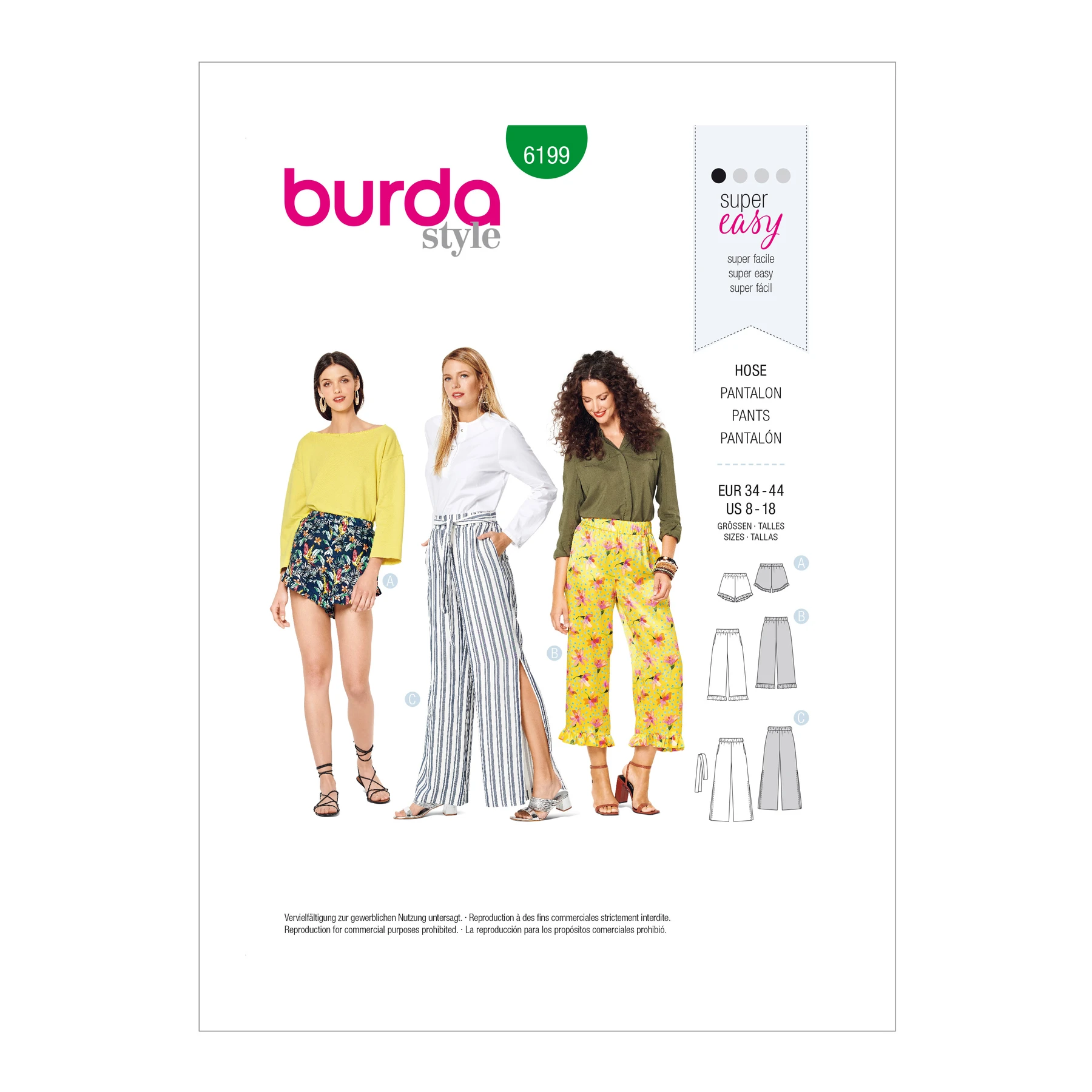 Burda Style Sewing Pattern Misses' Pull-on Pants & Shorts