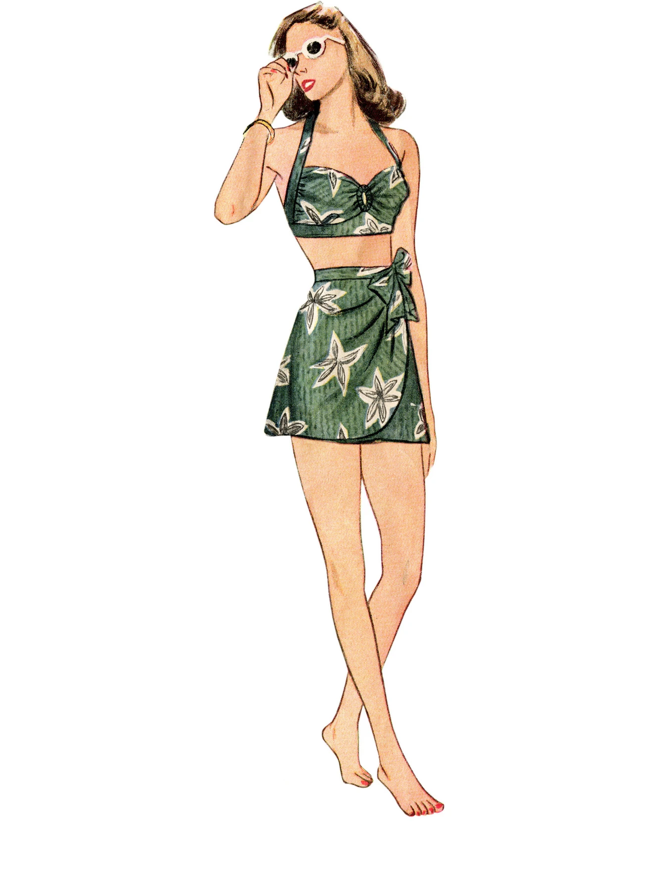 Simplicity Sewing Pattern 1940s Misses' Vintage Bikini Top, Shorts, Wrap, Skirt and Coat 4 Simplicity Sewing Pattern 1940s Misses' Vintage Bikini Top, Shorts, Wrap, Skirt and Coat