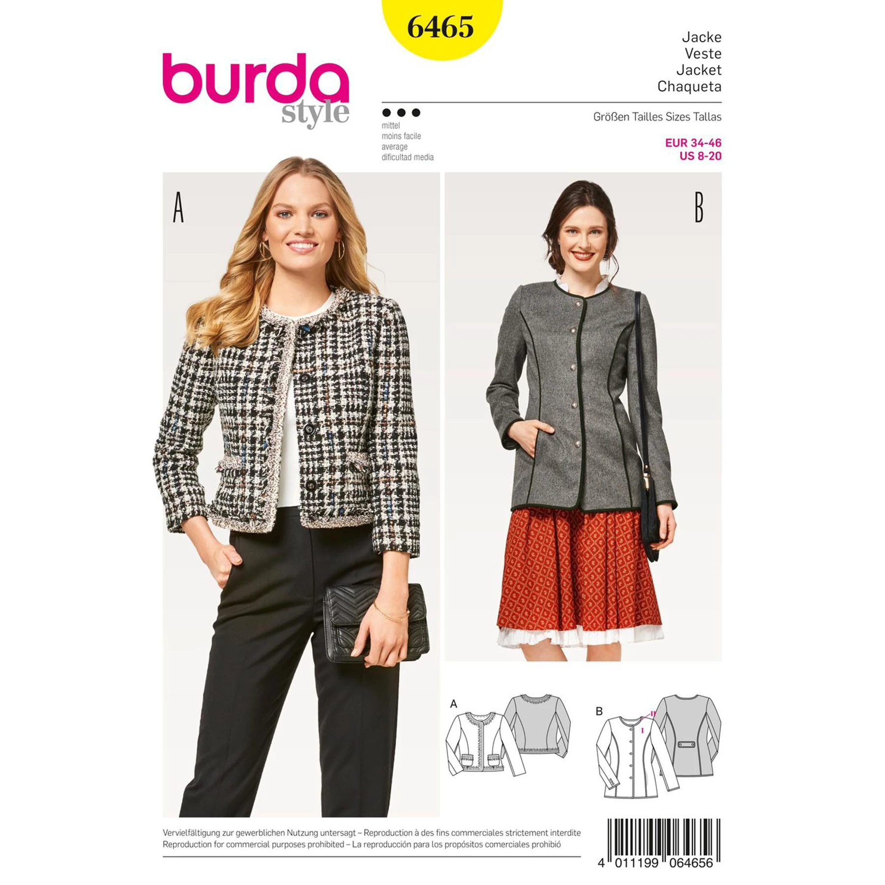 Burda Style Sewing Pattern Misses' Collarless Jacket 1 Burda Style Sewing Pattern Misses' Collarless Jacket