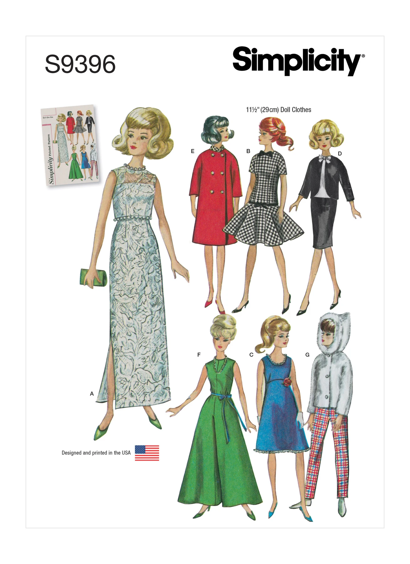 Simplicity Sewing Pattern Vintage Doll Clothes for 11-1/2" Doll 1 Simplicity Sewing Pattern Vintage Doll Clothes for 11-1/2" Doll
