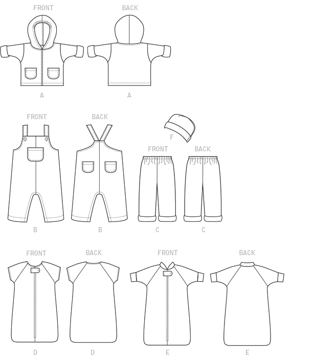 Butterick Sewing Pattern Infants' Hooded Jacket, Overalls, Pants, Bunting and Hat 11 Butterick Sewing Pattern Infants' Hooded Jacket, Overalls, Pants, Bunting and Hat