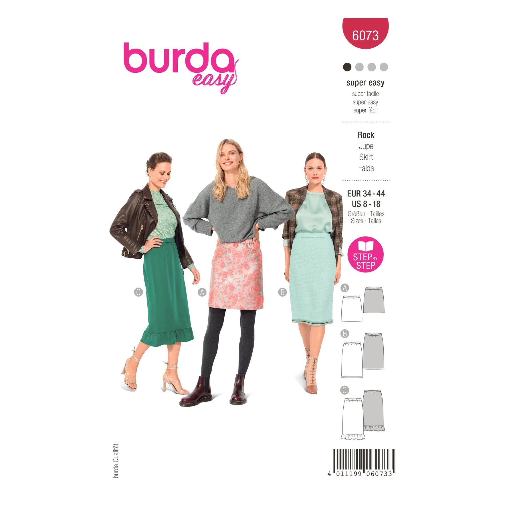 Burda Style Sewing Pattern Misses' Skirt in Three Lengths with Elastic, Slim Shape 17 Burda Style Sewing Pattern Misses' Skirt in Three Lengths with Elastic, Slim Shape