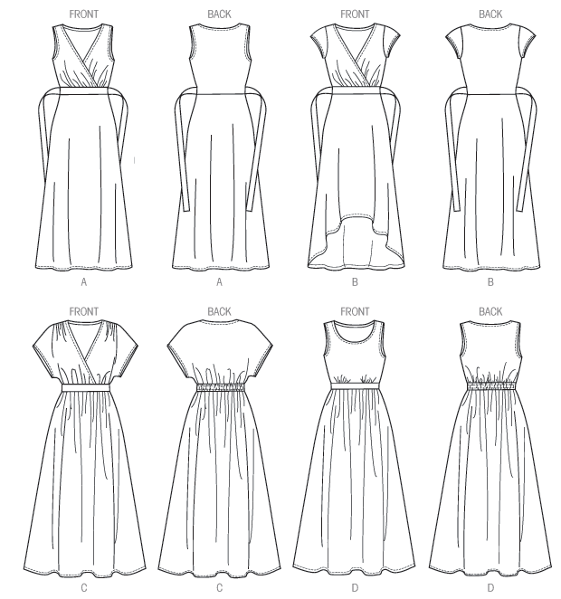 Butterick Sewing Pattern Misses' Surplice Dresses 6 Butterick Sewing Pattern Misses' Surplice Dresses