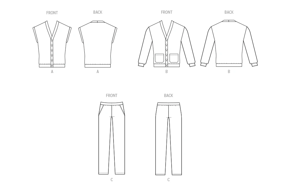 McCall's Sewing Pattern Unisex Knit Vest, Cardigan and Pants (PDF) 12 McCall's Sewing Pattern Unisex Knit Vest, Cardigan and Pants (PDF)