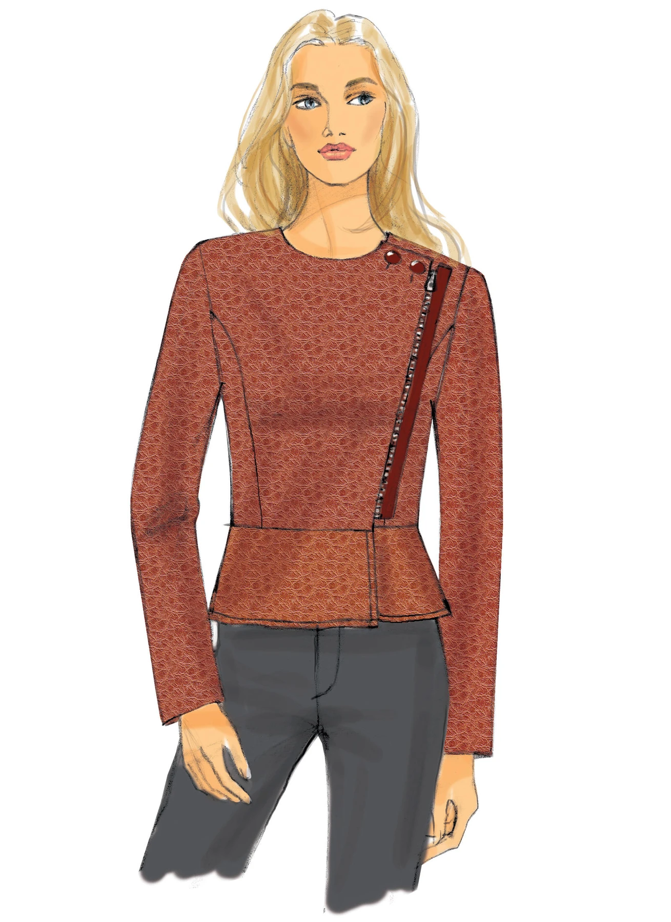 Butterick Sewing Pattern Misses' Asymmetrical-Zip, Peplum Moto Jackets (PDF) 4 Butterick Sewing Pattern Misses' Asymmetrical-Zip, Peplum Moto Jackets (PDF)