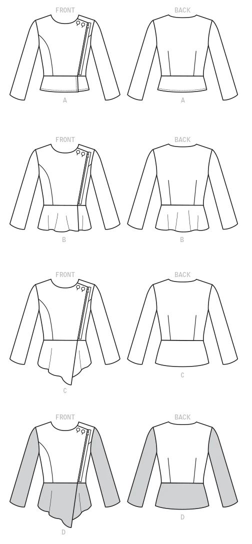 Butterick Sewing Pattern Misses' Asymmetrical-Zip, Peplum Moto Jackets (PDF) 7 Butterick Sewing Pattern Misses' Asymmetrical-Zip, Peplum Moto Jackets (PDF)