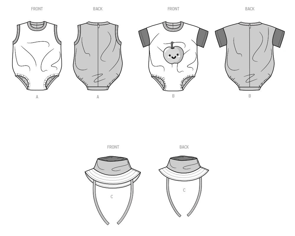 Simplicity Sewing Pattern Babies' Contrast Bodysuit and Bucket Hat (PDF) 5 Simplicity Sewing Pattern Babies' Contrast Bodysuit and Bucket Hat (PDF)