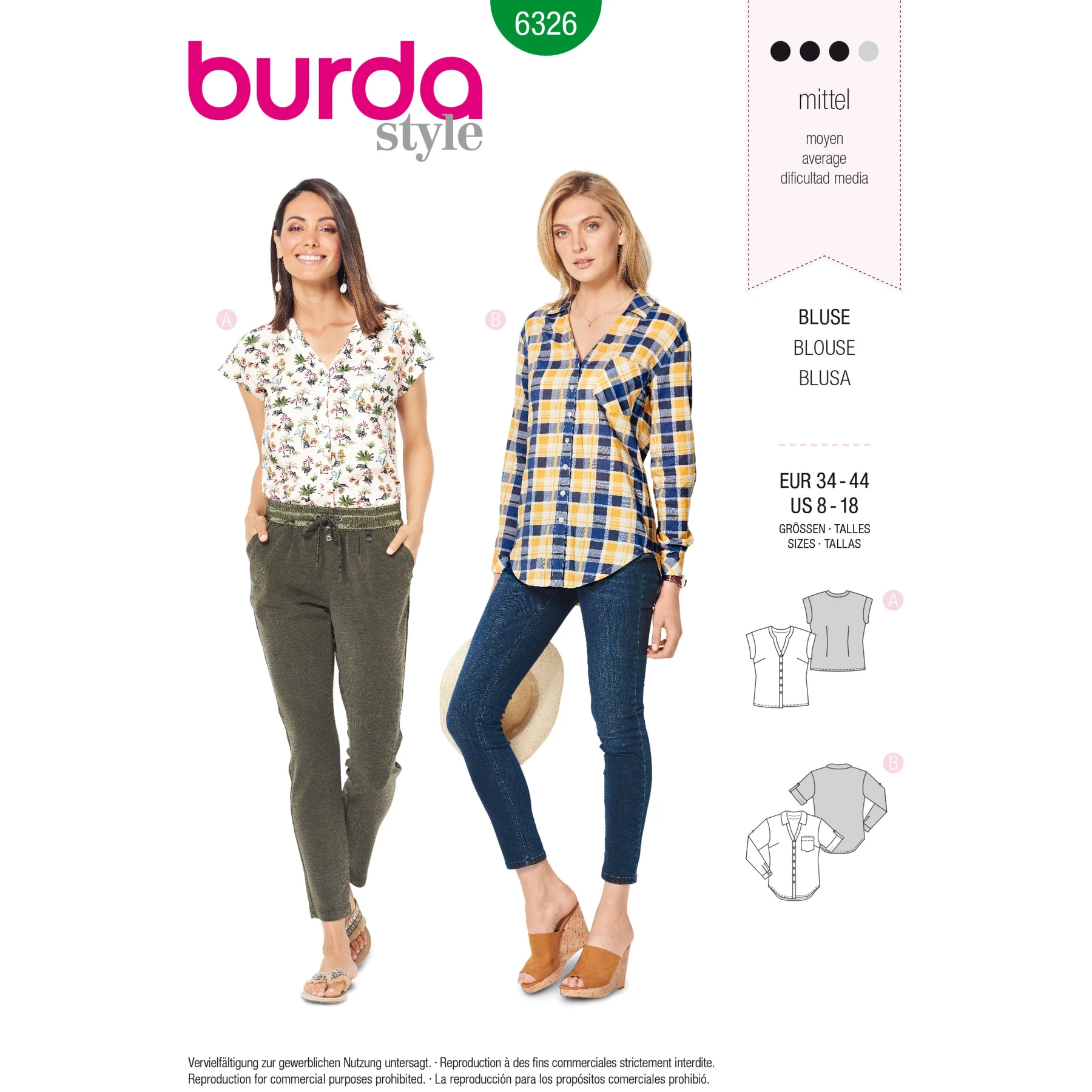Burda Style Sewing Pattern Misses' Shirt with V Neck