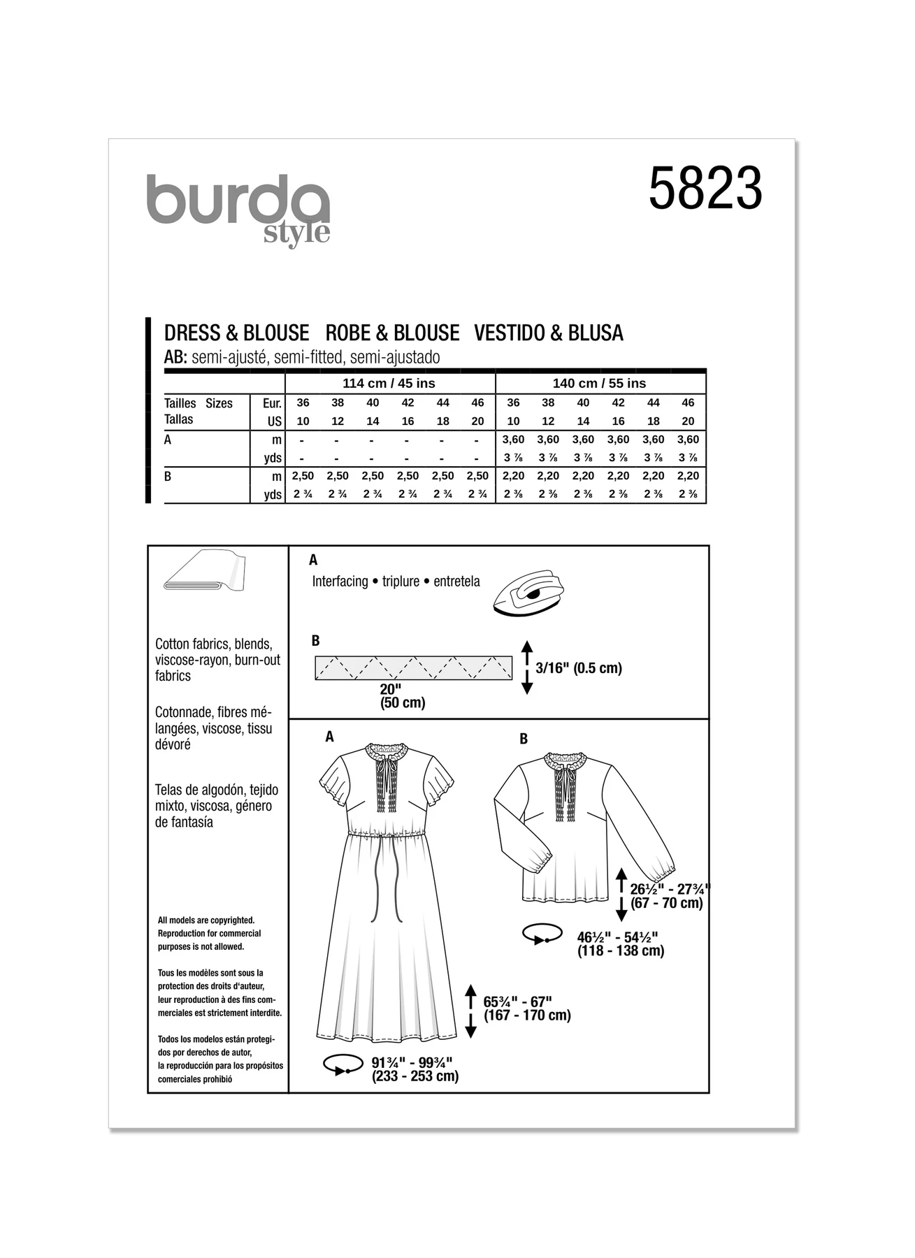 Burda Style Sewing Pattern 5823 Misses' Dress & Blouse 9 Burda Style Sewing Pattern 5823 Misses' Dress & Blouse
