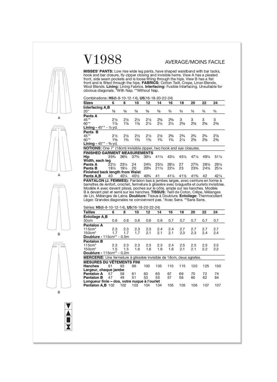 Vogue Patterns Misses' Pants (PDF) 5 Vogue Patterns Misses' Pants (PDF)