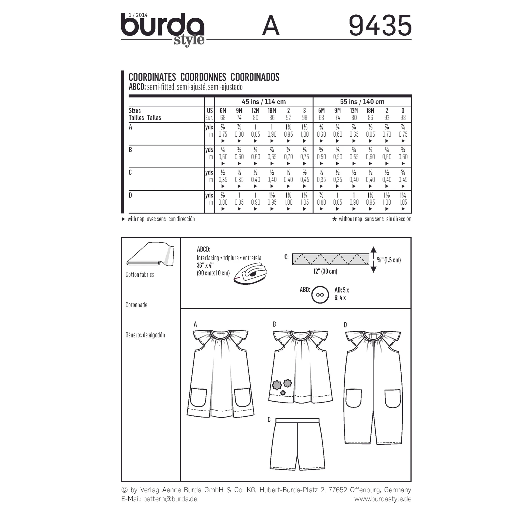 Burda Style Sewing Pattern Baby