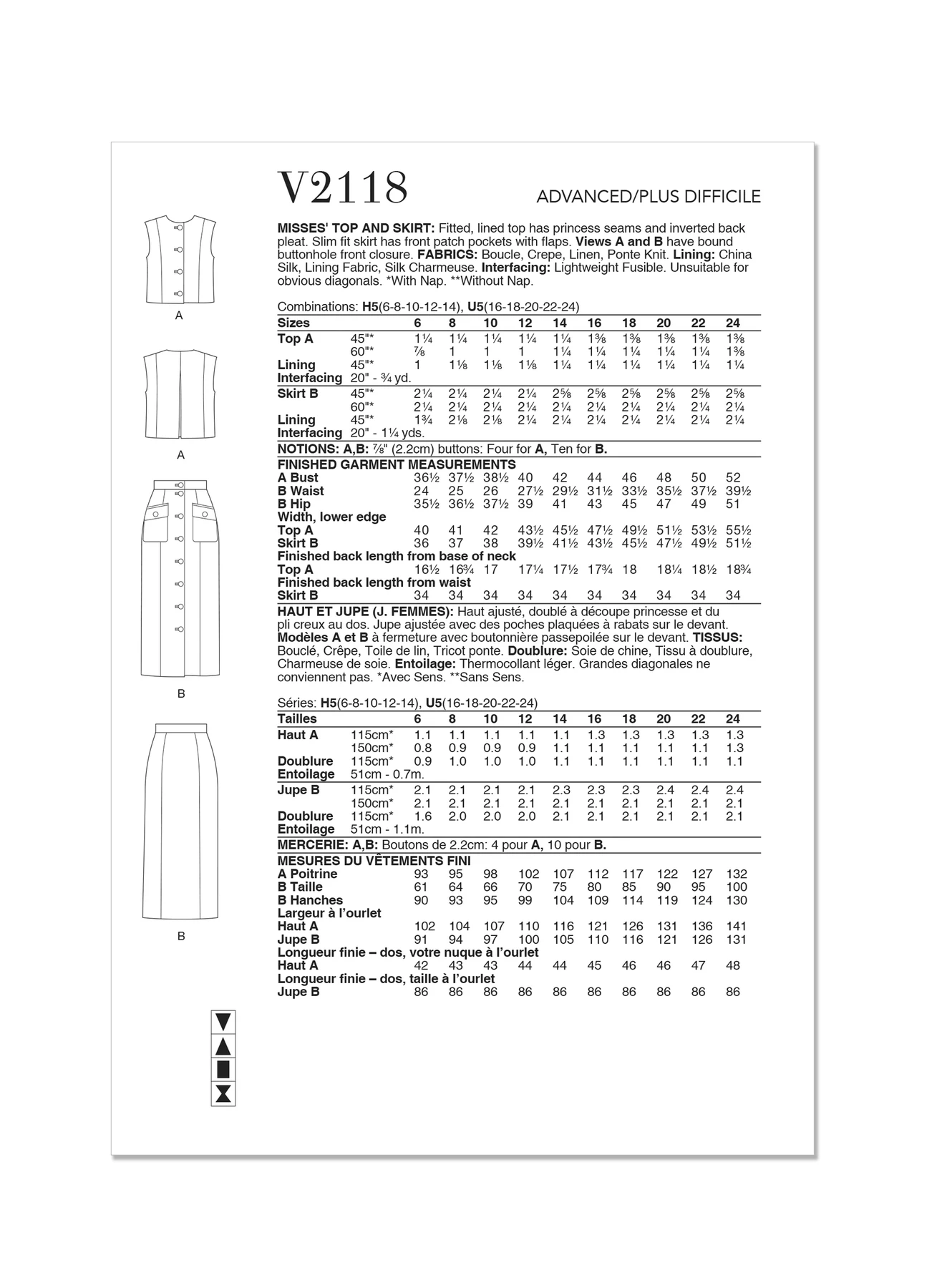 Vogue Patterns Misses' Top and Skirt 6 Vogue Patterns Misses' Top and Skirt