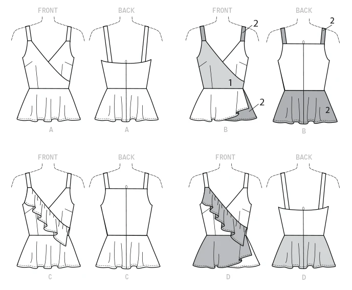 McCall's Sewing Pattern Misses' Mock-Wrap Top with Peplum and Flounce Options (PDF) 7 McCall's Sewing Pattern Misses' Mock-Wrap Top with Peplum and Flounce Options (PDF)
