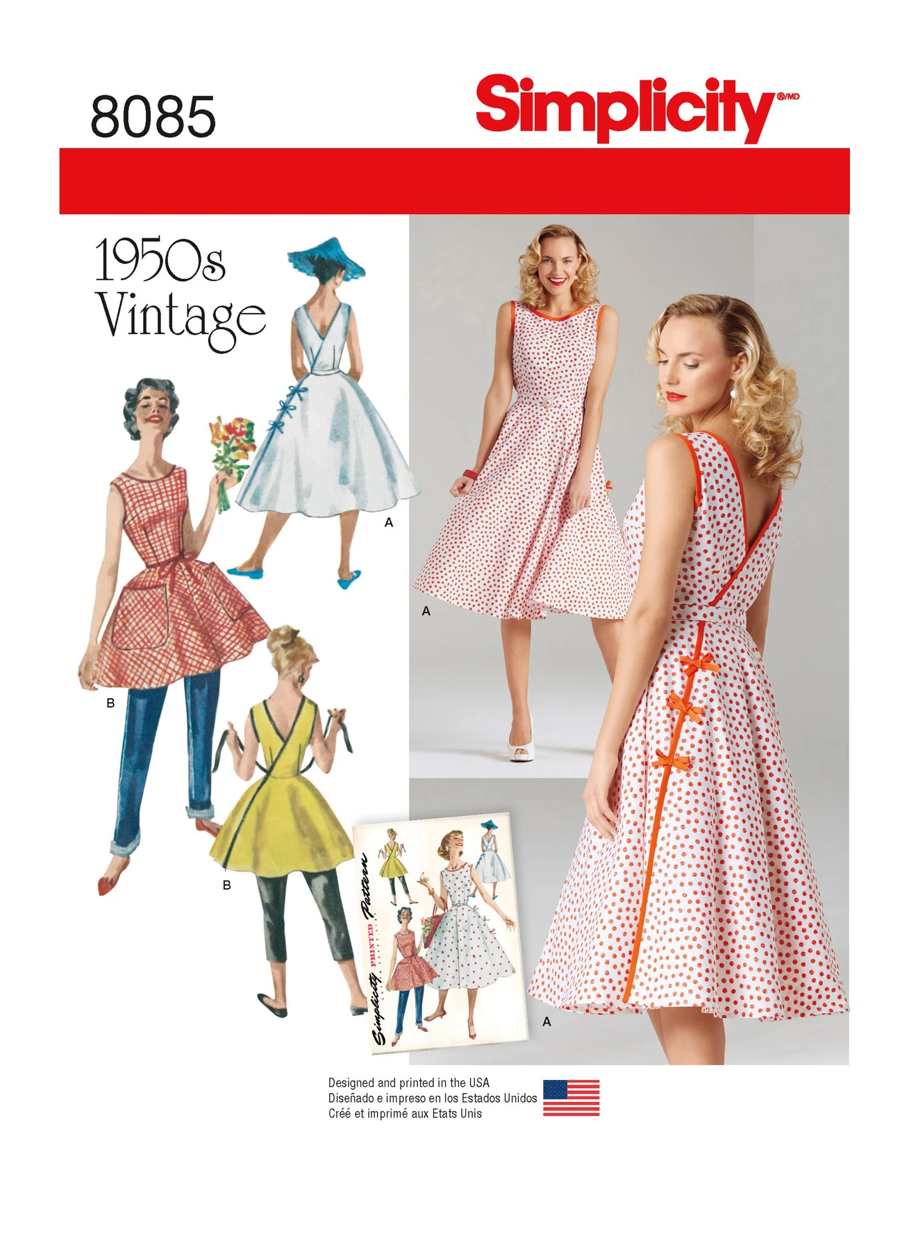Simplicity Sewing Pattern 1950s Misses' Vintage Wrap Dress in Two Lengths 1 Simplicity Sewing Pattern 1950s Misses' Vintage Wrap Dress in Two Lengths