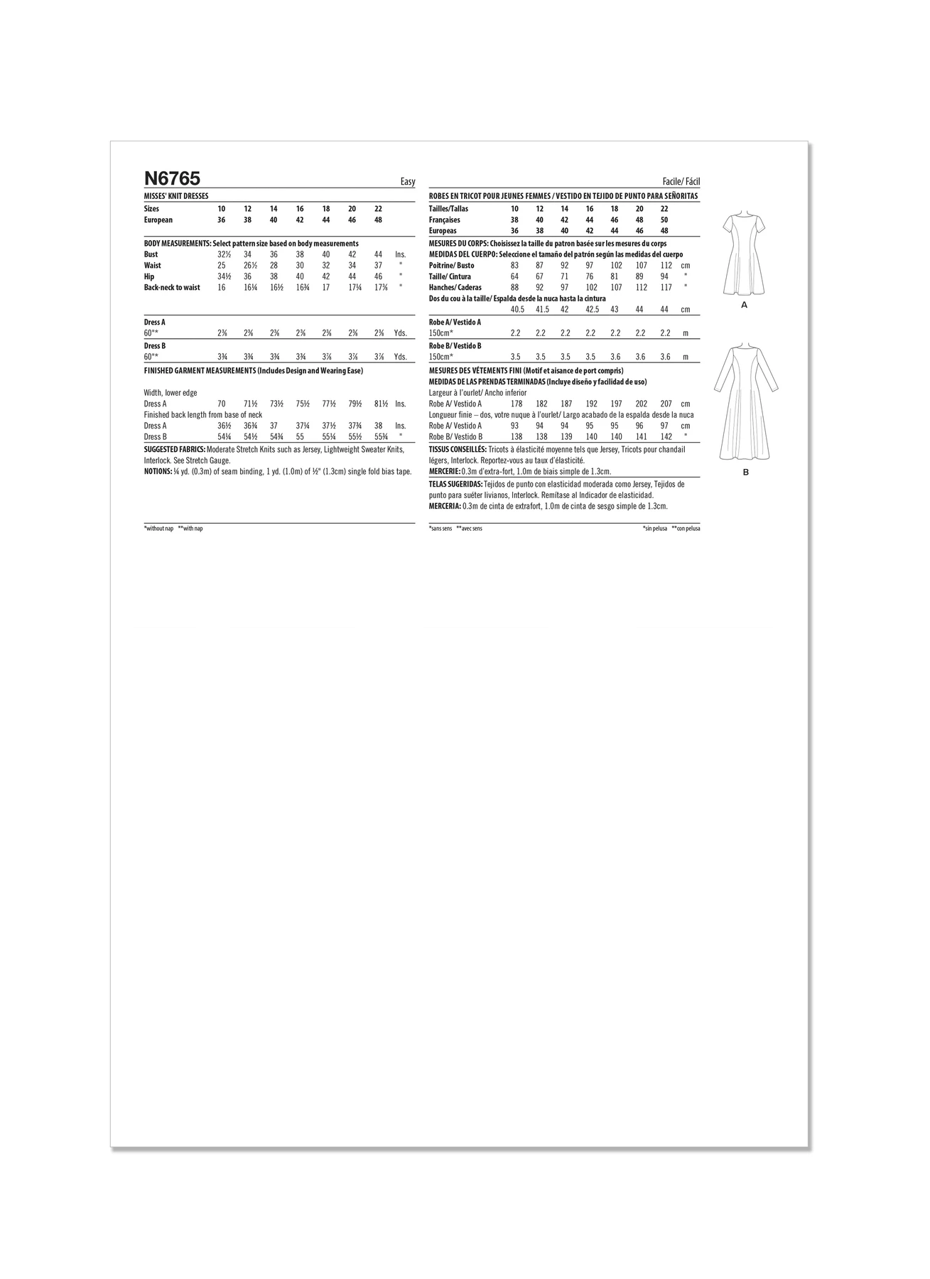 New Look Sewing Pattern Misses' Knit Dresses 7 New Look Sewing Pattern Misses' Knit Dresses