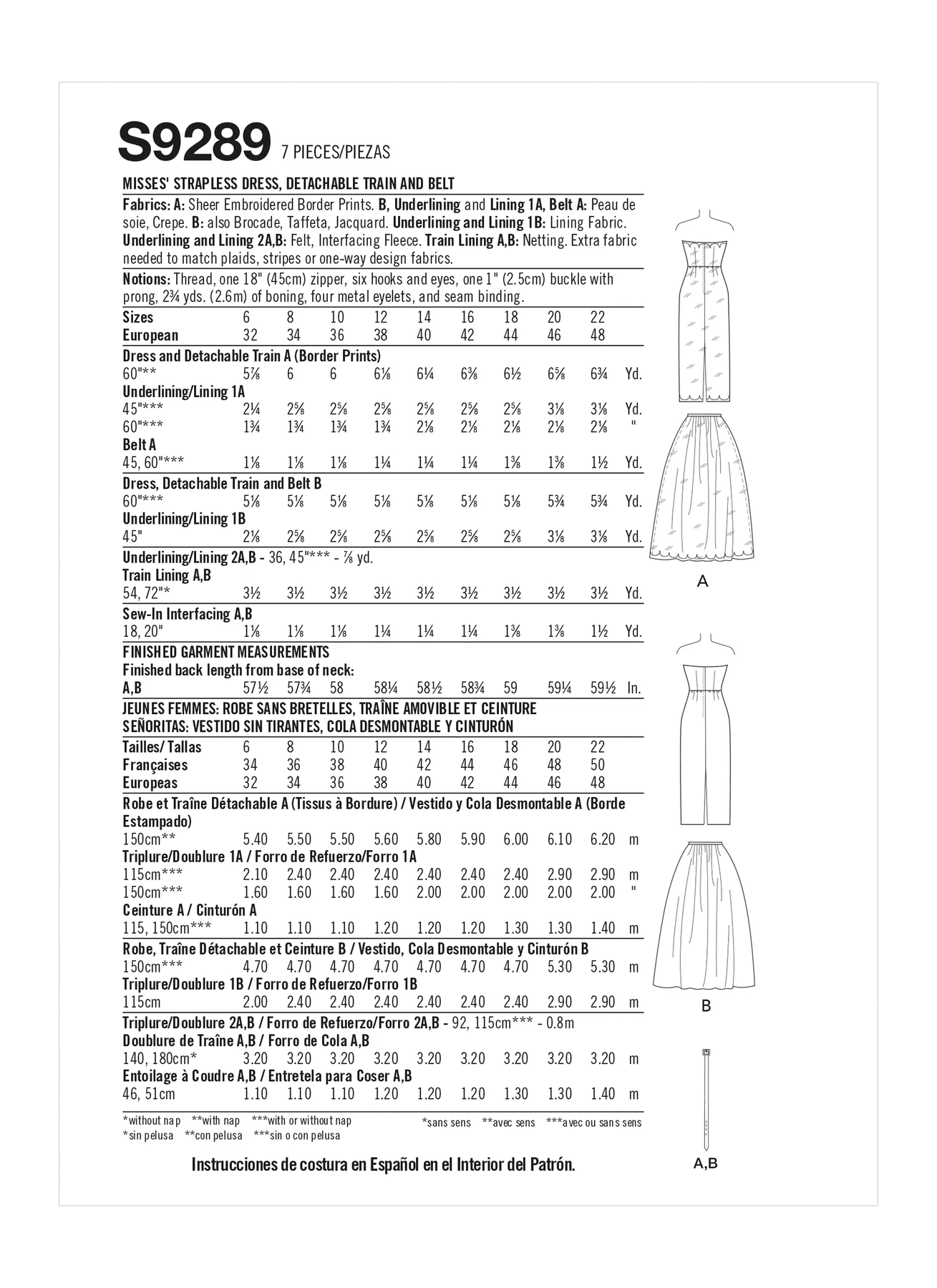 Simplicity Sewing Pattern Misses' Strapless Dress, Detachable Train & Belt 3 Simplicity Sewing Pattern Misses' Strapless Dress, Detachable Train & Belt