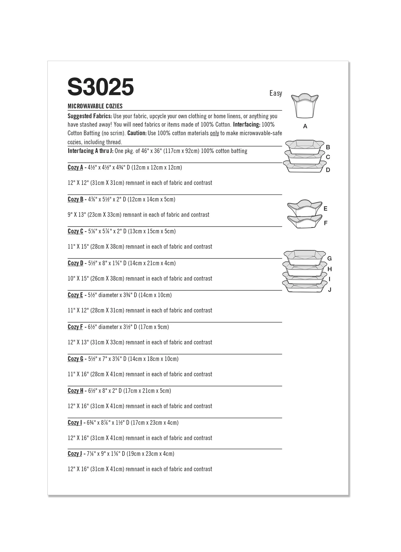 Simplicity Sewing Pattern Microwavable Cozies by Carla Reiss Design (PDF) 7 Simplicity Sewing Pattern Microwavable Cozies by Carla Reiss Design (PDF)
