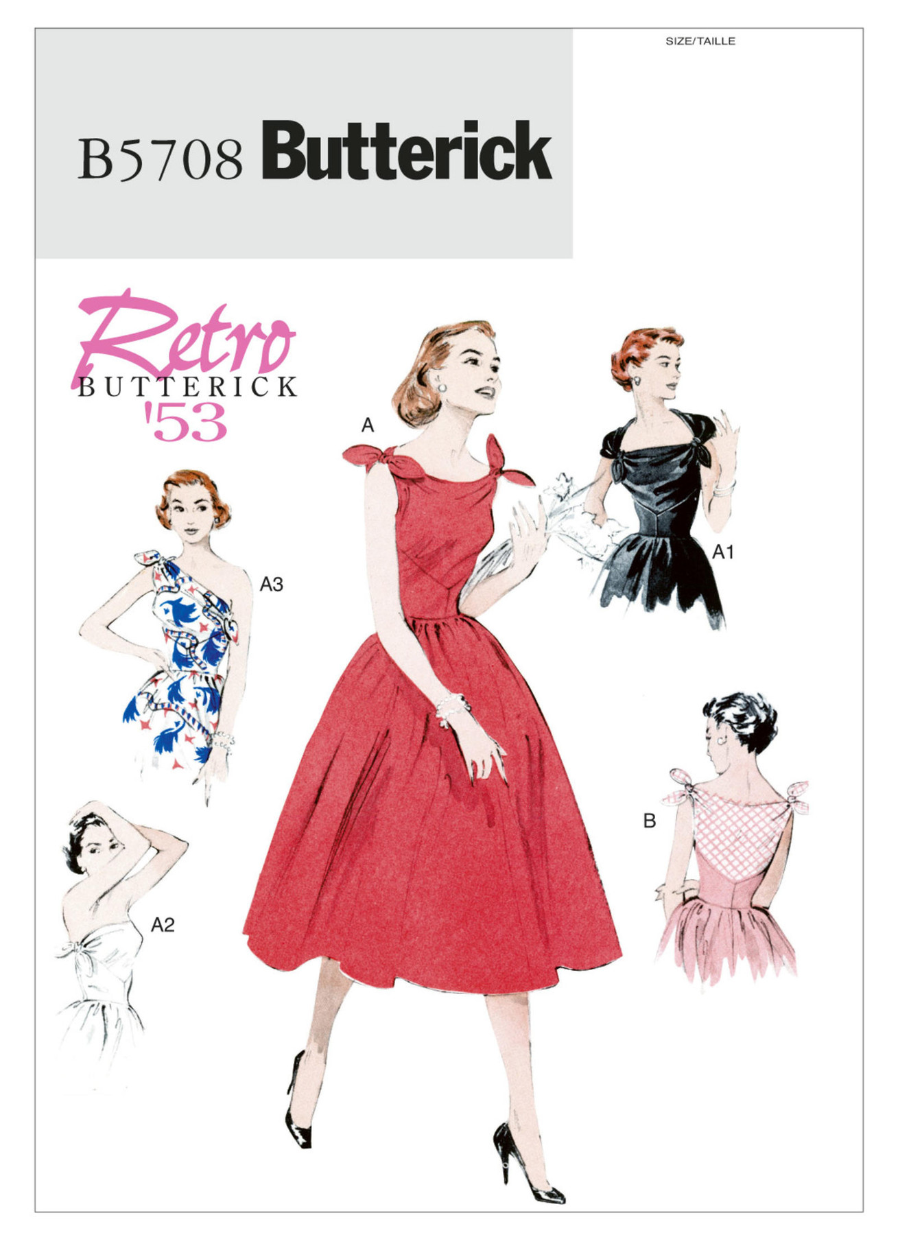 Butterick Sewing Pattern 1950s Misses' Dress with Shoulder Ties 1 Butterick Sewing Pattern 1950s Misses' Dress with Shoulder Ties