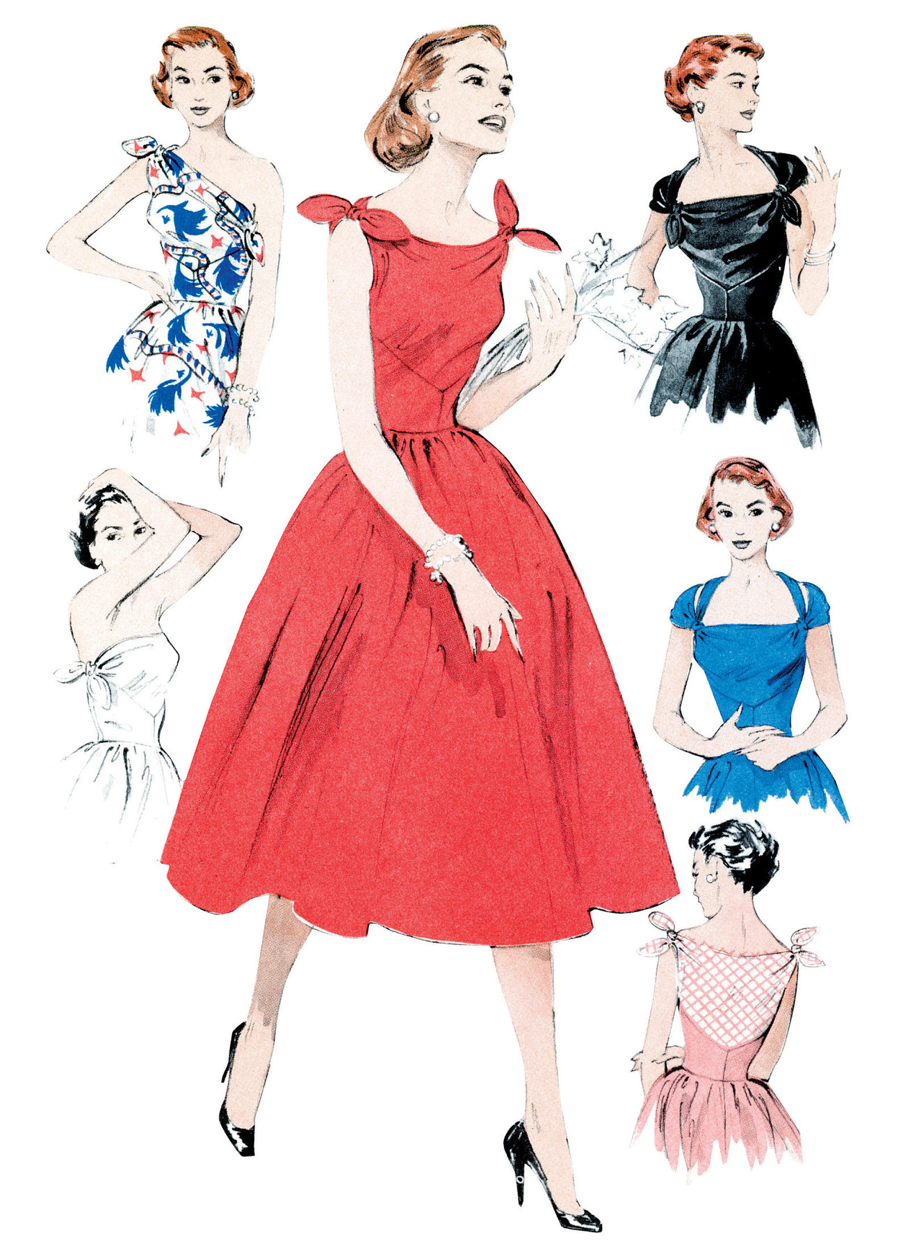Butterick Sewing Pattern 1950s Misses' Dress with Shoulder Ties 3 Butterick Sewing Pattern 1950s Misses' Dress with Shoulder Ties