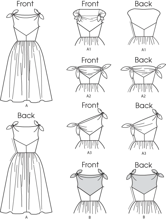 Butterick Sewing Pattern 1950s Misses' Dress with Shoulder Ties 9 Butterick Sewing Pattern 1950s Misses' Dress with Shoulder Ties