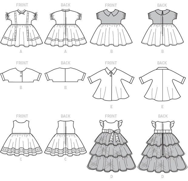 Butterick Sewing Pattern 1950s Retro Dresses, Jacket and Coat for 18" Doll 9 Butterick Sewing Pattern 1950s Retro Dresses, Jacket and Coat for 18" Doll