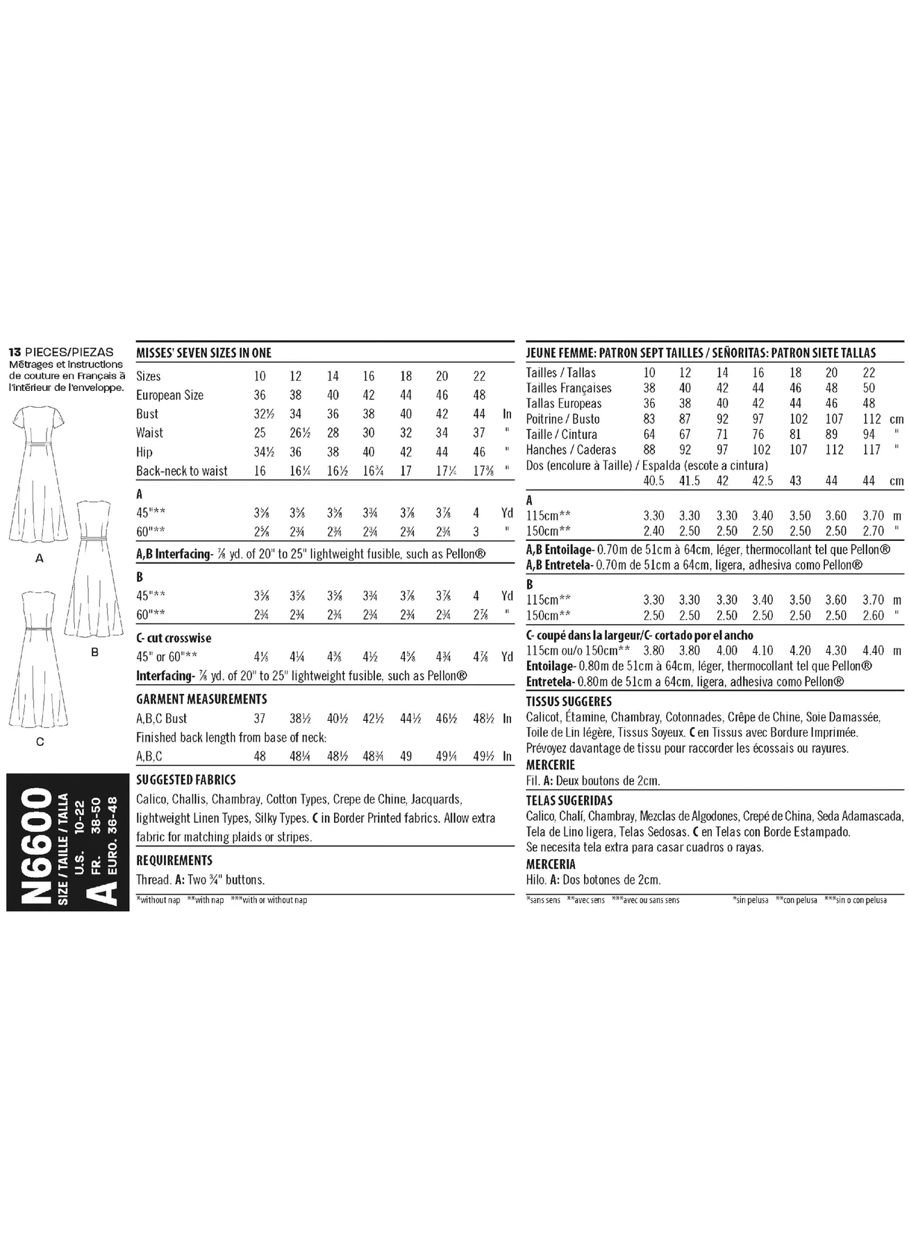 New Look Sewing Pattern Misses' Wrap Dress 3 New Look Sewing Pattern Misses' Wrap Dress
