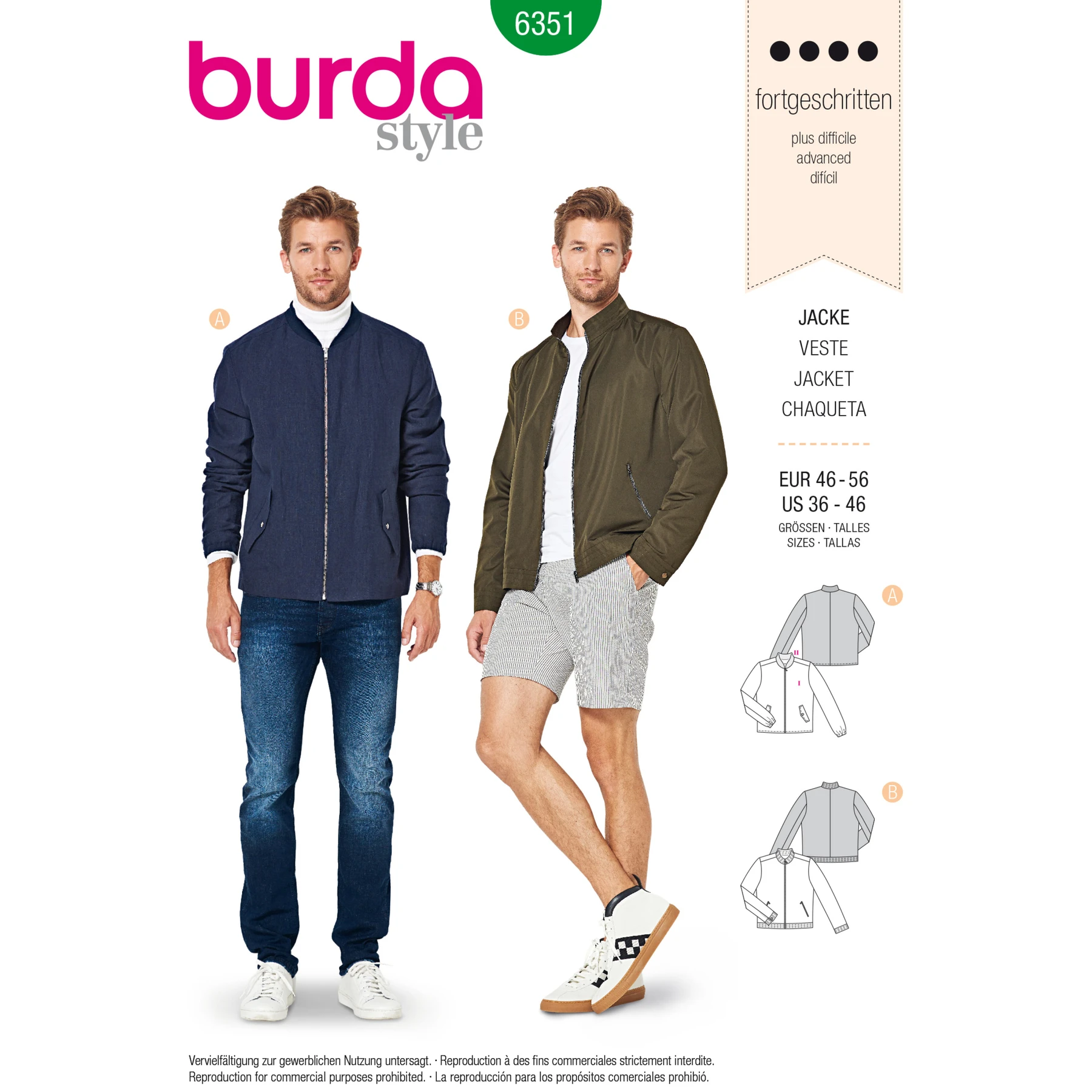 Burda Style Sewing Pattern Men's Jacket 1 Burda Style Sewing Pattern Men's Jacket