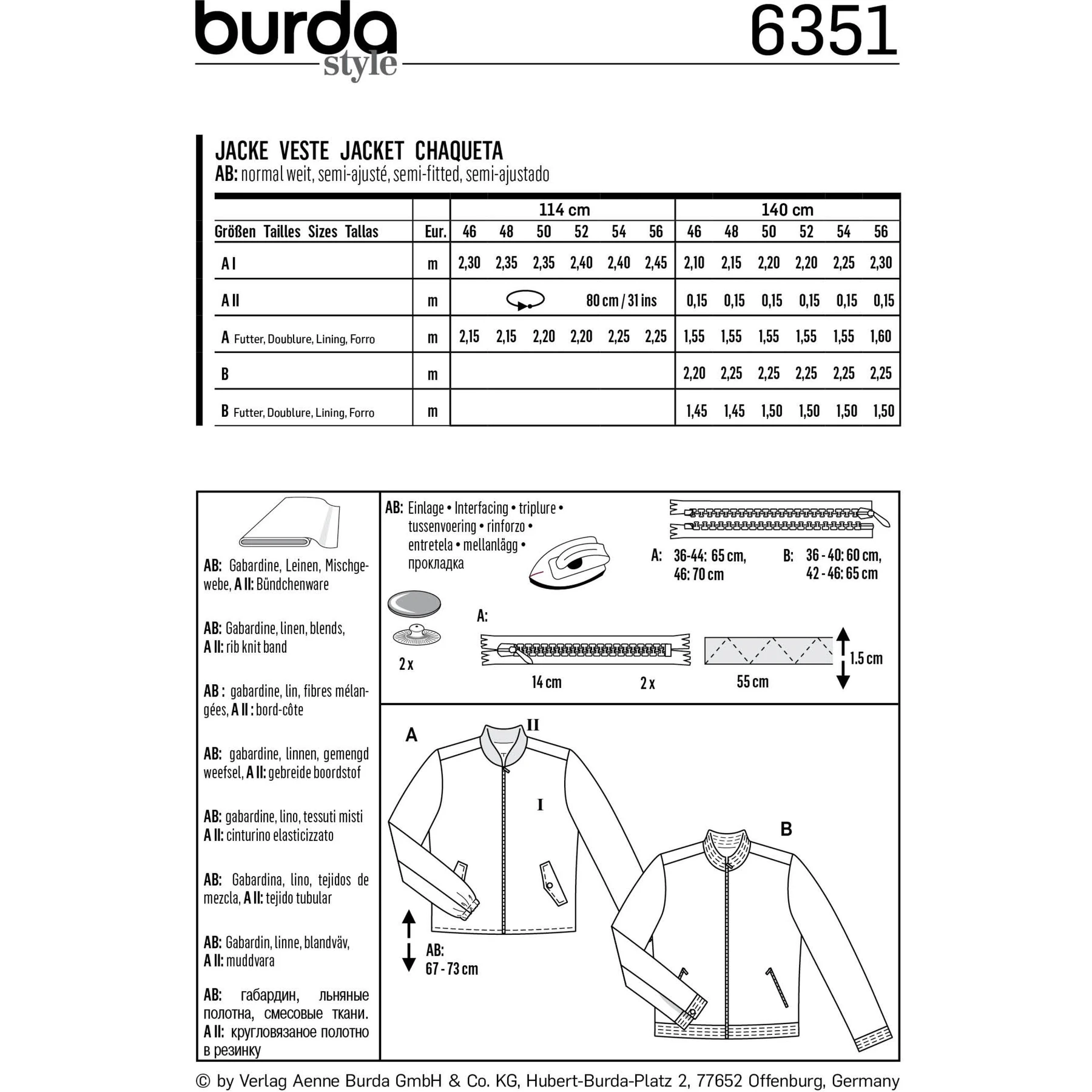 Burda Style Sewing Pattern Men's Jacket 4 Burda Style Sewing Pattern Men's Jacket