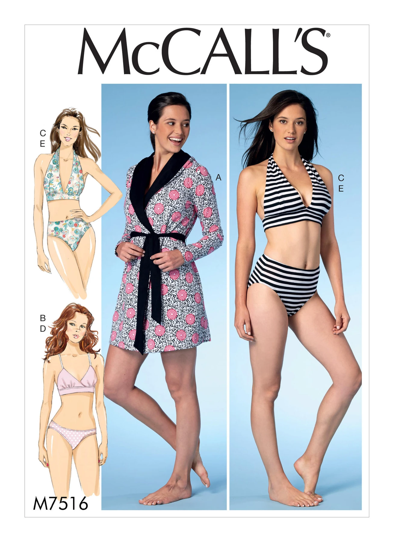 McCall's Sewing Pattern Misses' Robe with Hood, Belt, T-Back or Halter Bras, and Panties (PDF) 1 McCall's Sewing Pattern Misses' Robe with Hood, Belt, T-Back or Halter Bras, and Panties (PDF)